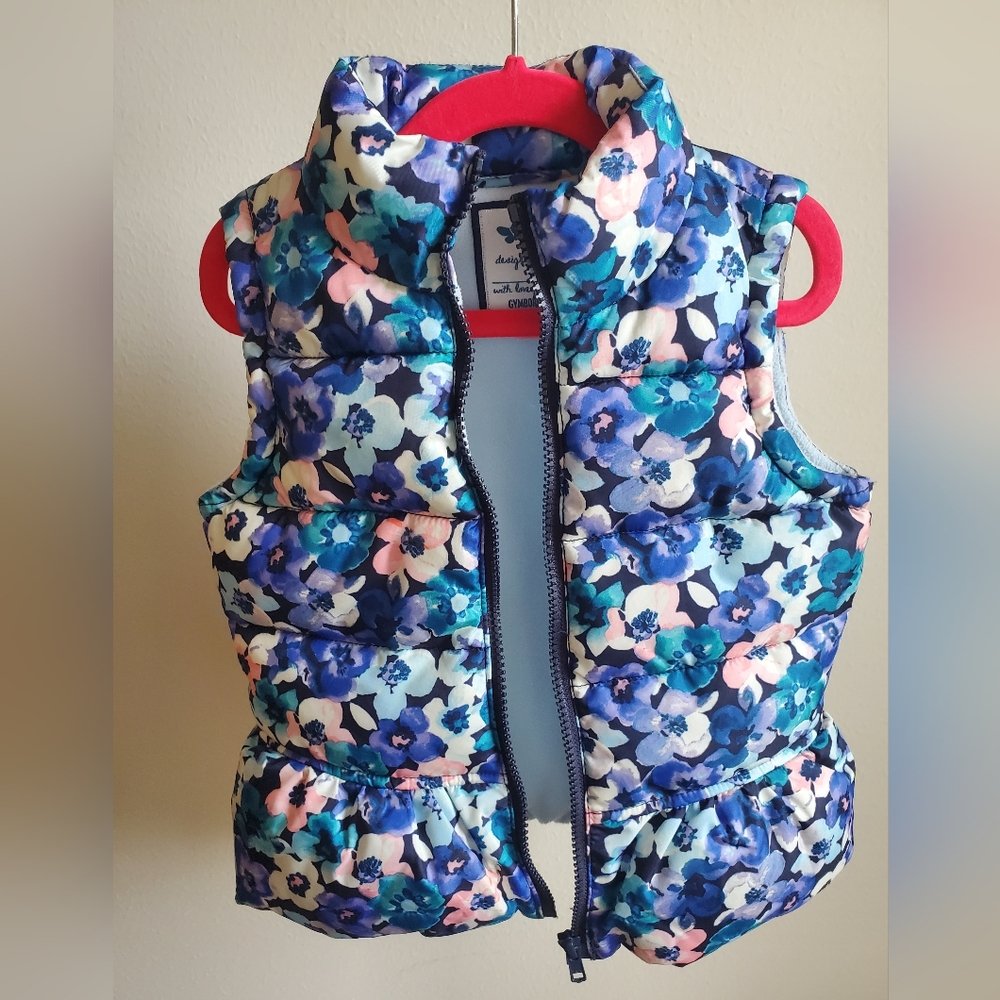Girls Size 4 Floral Puffer Vest